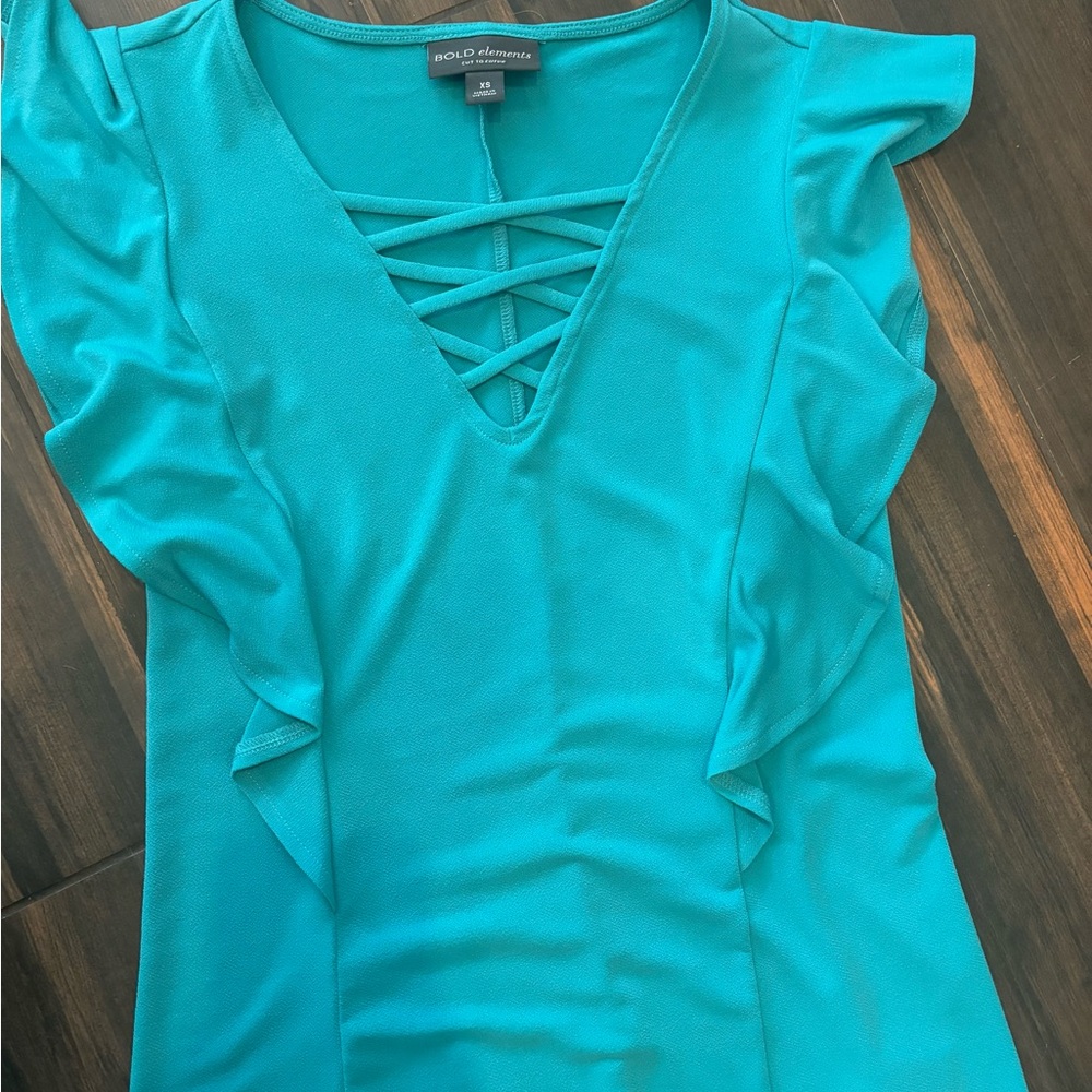 Bold Elements XS Teal Business Casual Top - Picture 3 of 3
